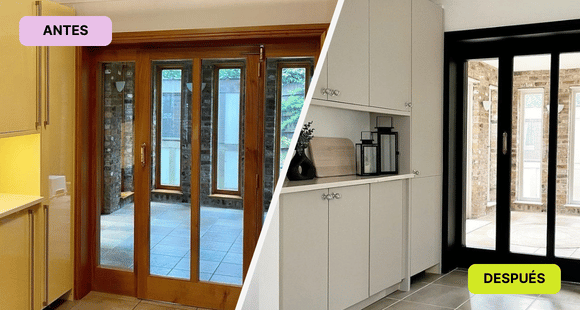 Avant et après cuisine et porte
