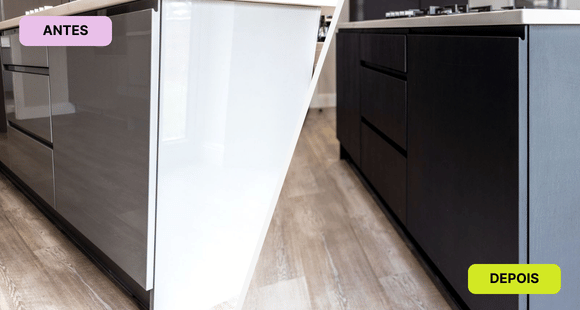 Antes e depois móveis de cozinha