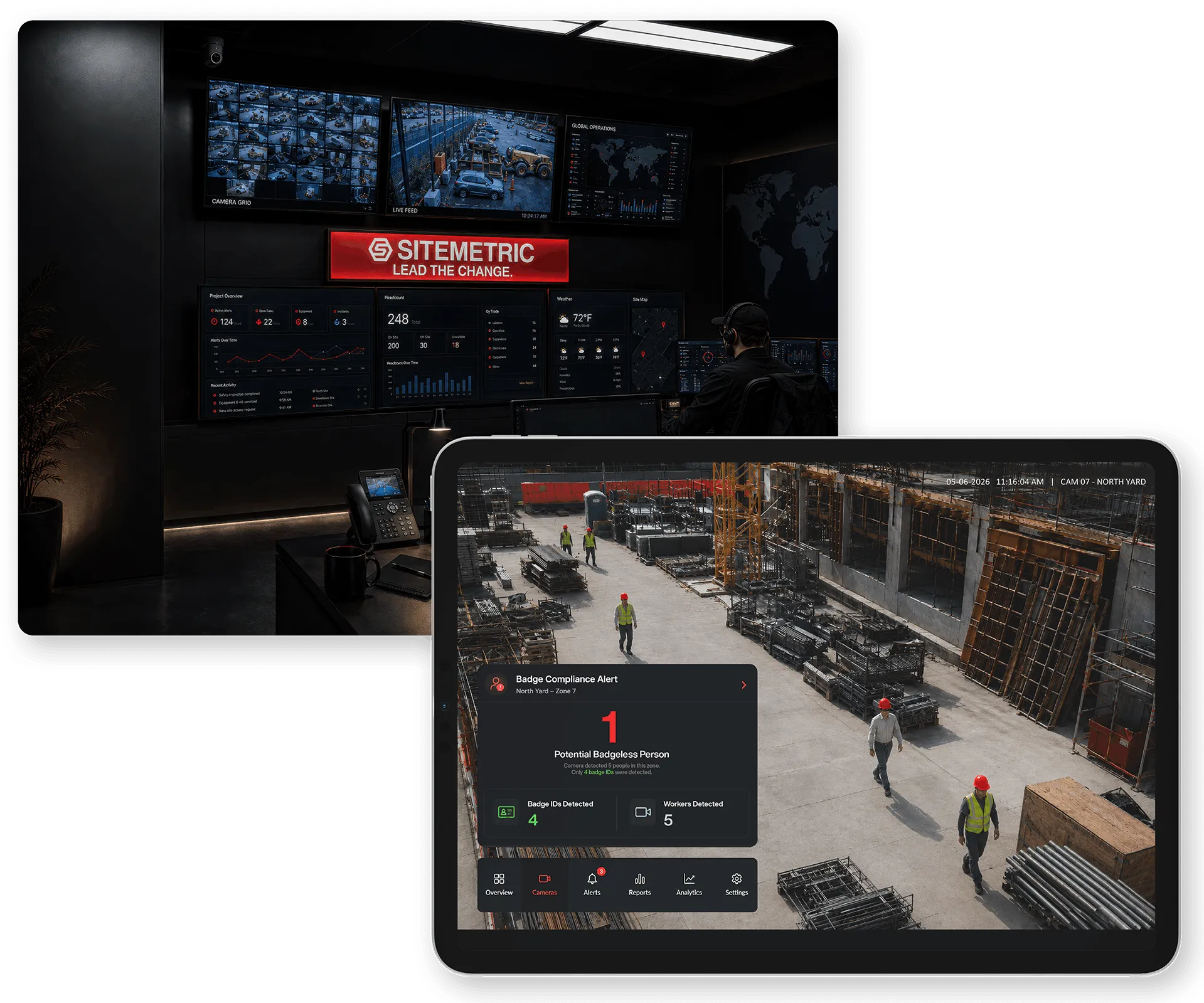Sitemetric AI camera monitoring an active worksite.