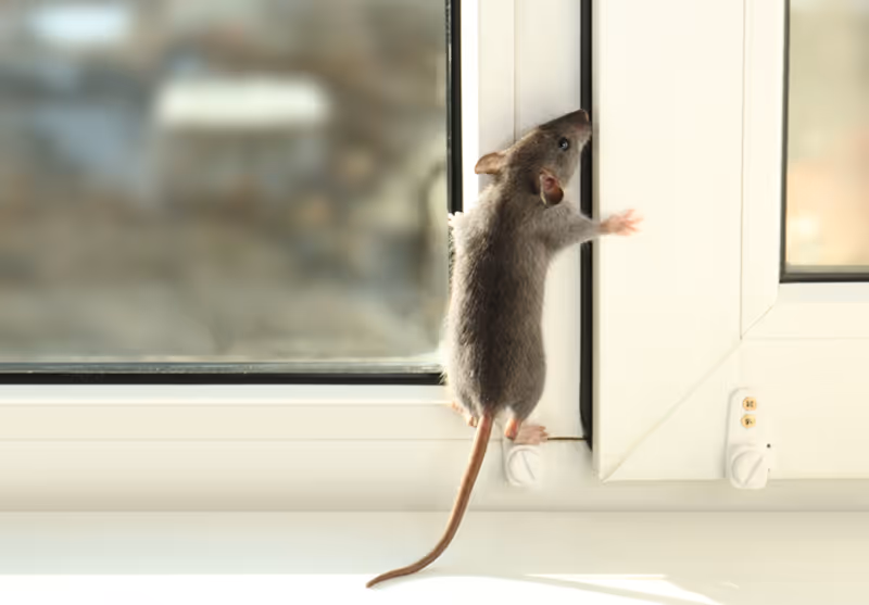 Rodent getting into house through tiny opening.