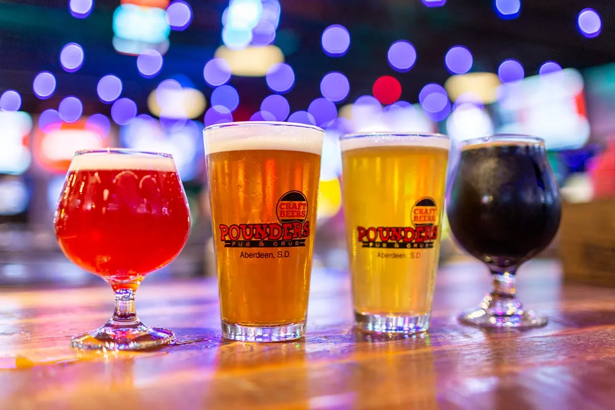 pounders beer variety on bar