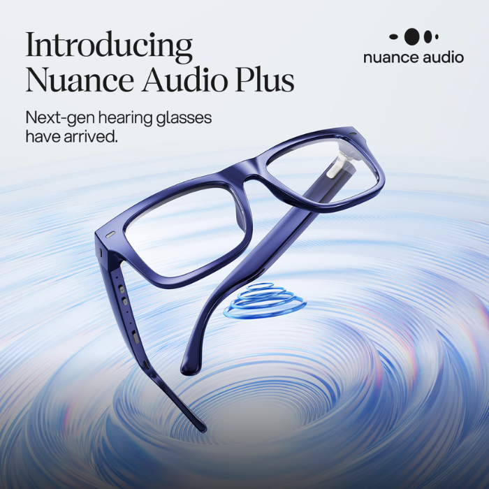 Nuance Audio hearing glasses with open-ear speakers and incoming call notification
