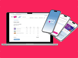 Town and City Gift Card platform across laptop and mobile devices, showing customer journeys from purchase to redemption across a seamless multi-device experience.