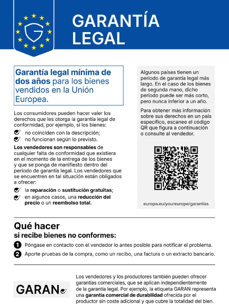 EU legal guarantee notice (Spanish)