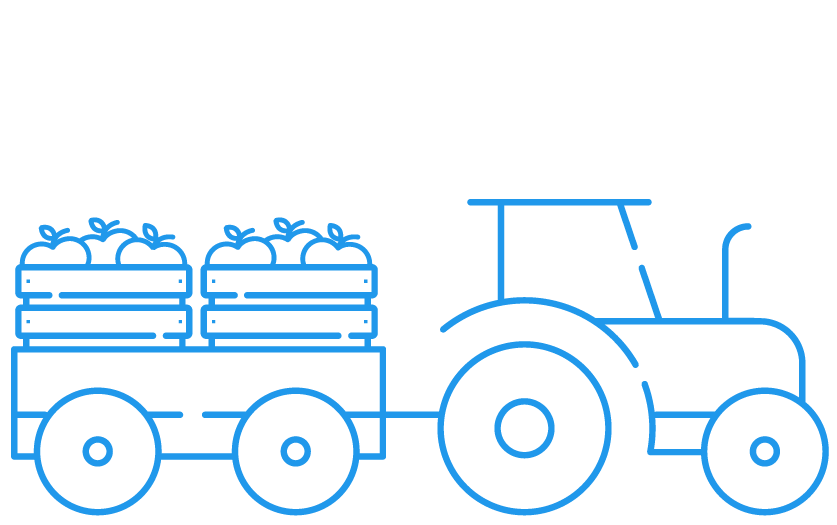 Tractor transporting apple bins icon