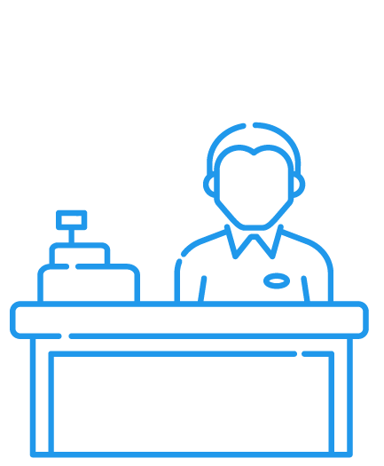 Retail employee selling fruit icon