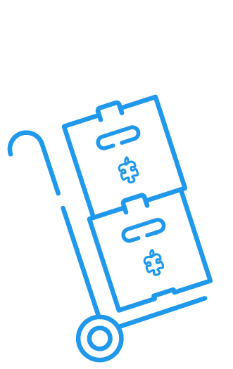 Boxes of fruit on trolley icon