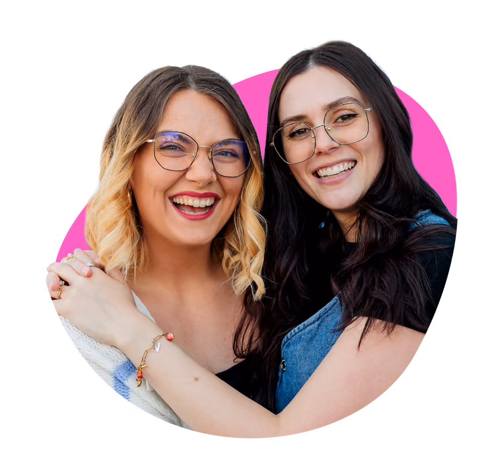 Jess and Calla on blue background