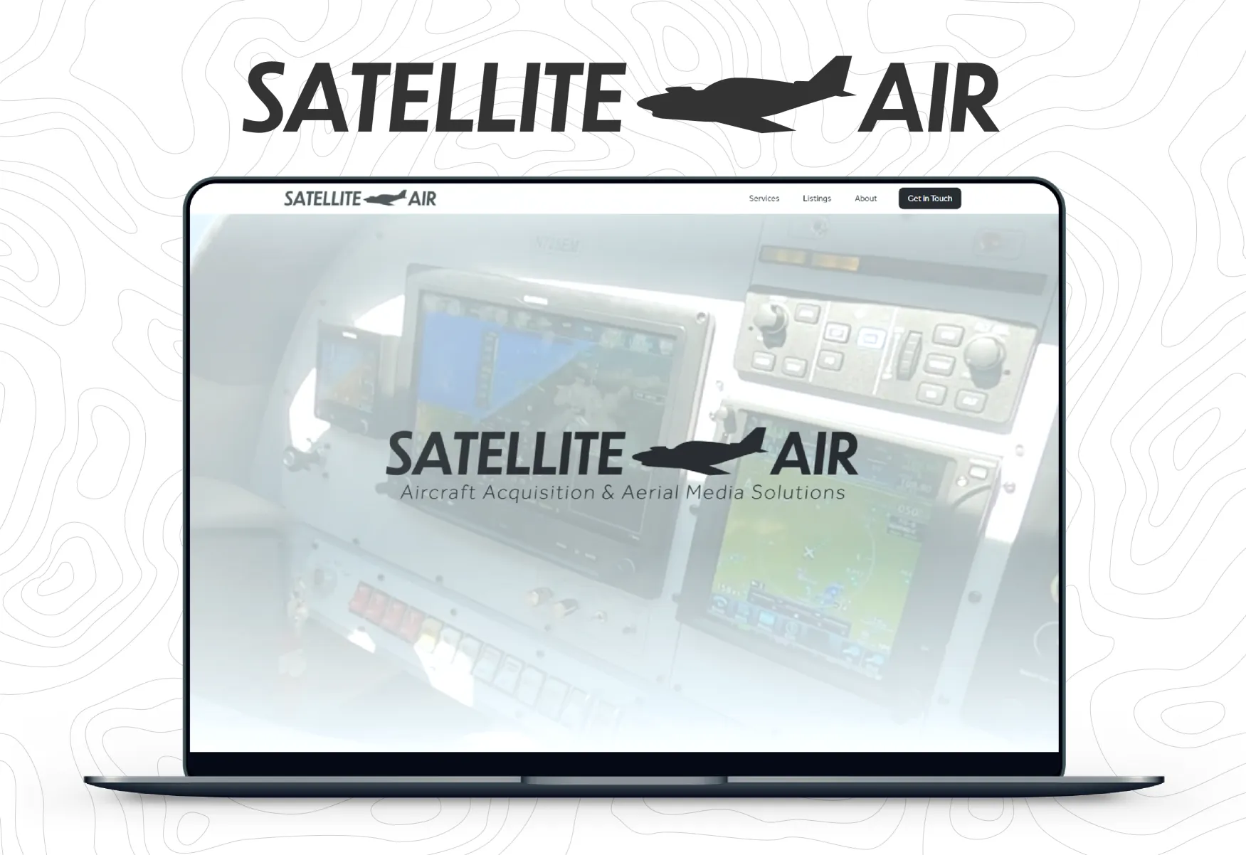 Showcase render of Satellite Air's website on a MacBook Pro
