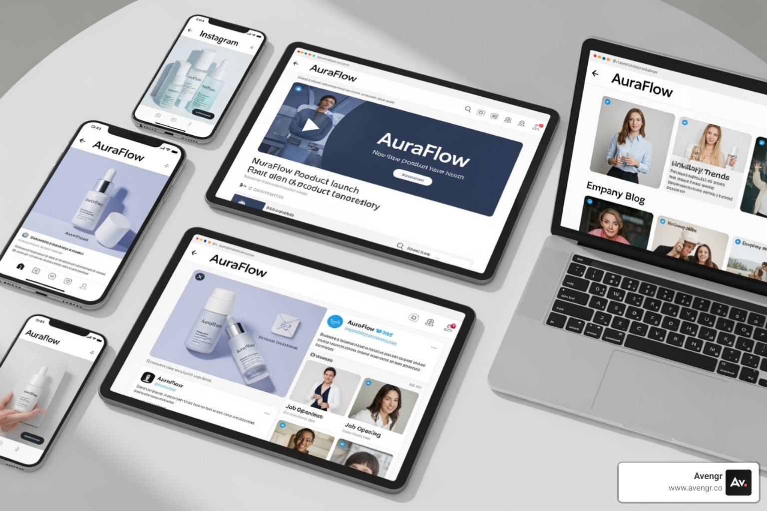 a brand's cohesive social media feeds across different platforms - social media management agencies