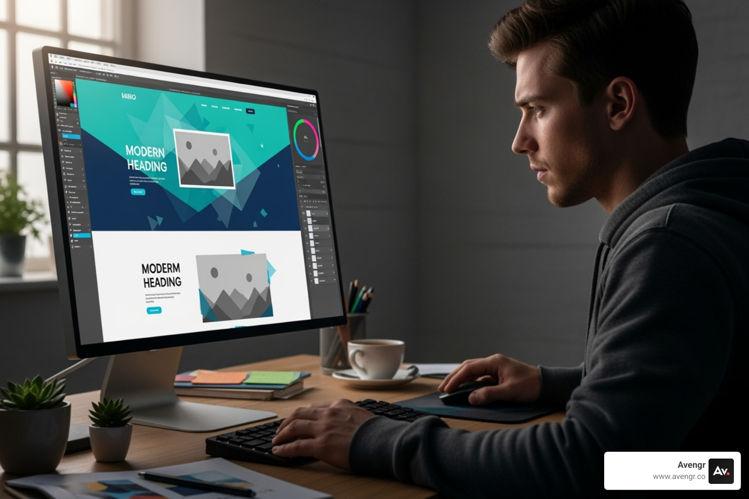 a person working on a visually appealing website design - Smyrna digital marketing agency