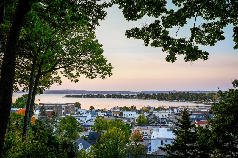 a view of harbor springs from bluff rd
