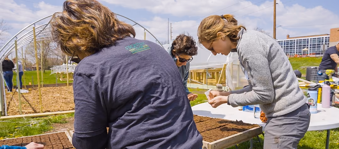 Frontier employees volunteering