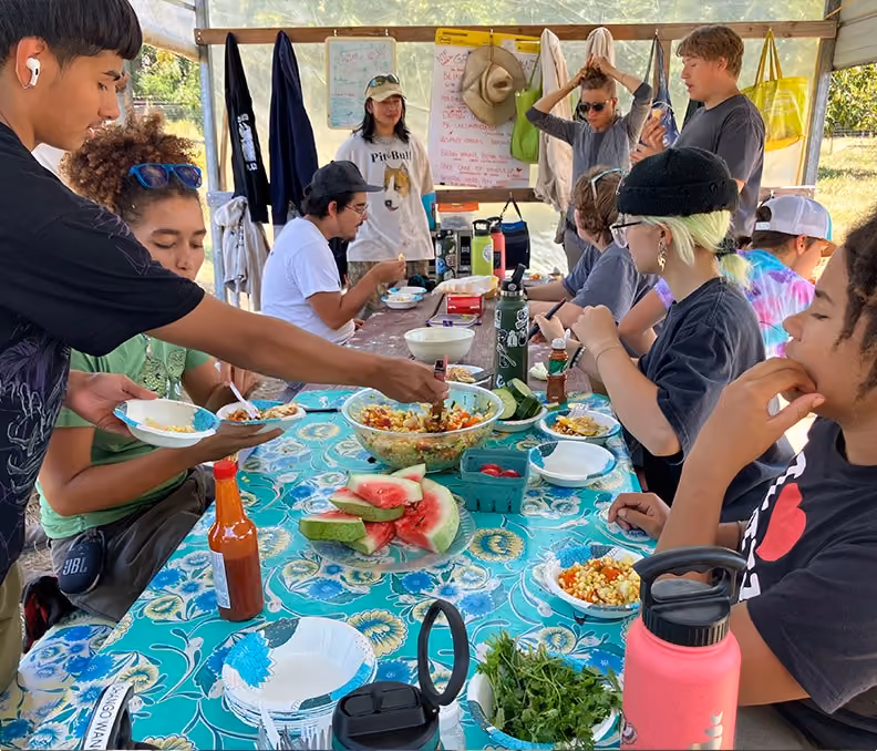 people eating a meal 