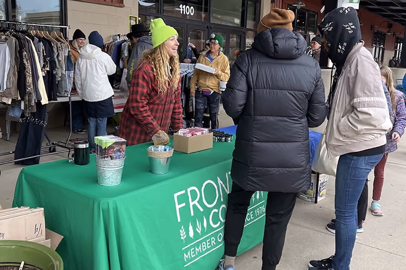 Frontier employees volunteering