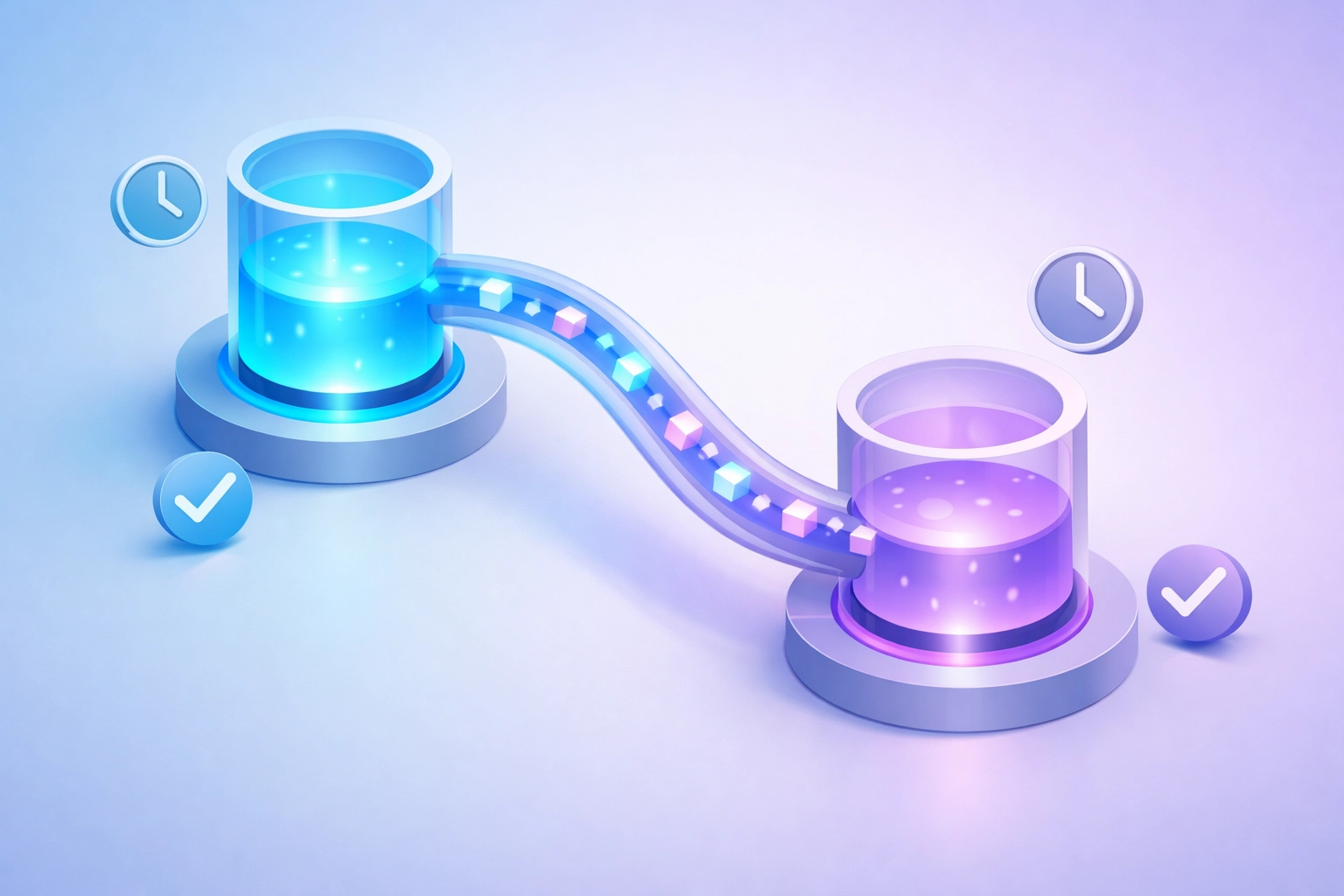 Two-phase blockchain transaction system showing submission and confirmation workflow stages