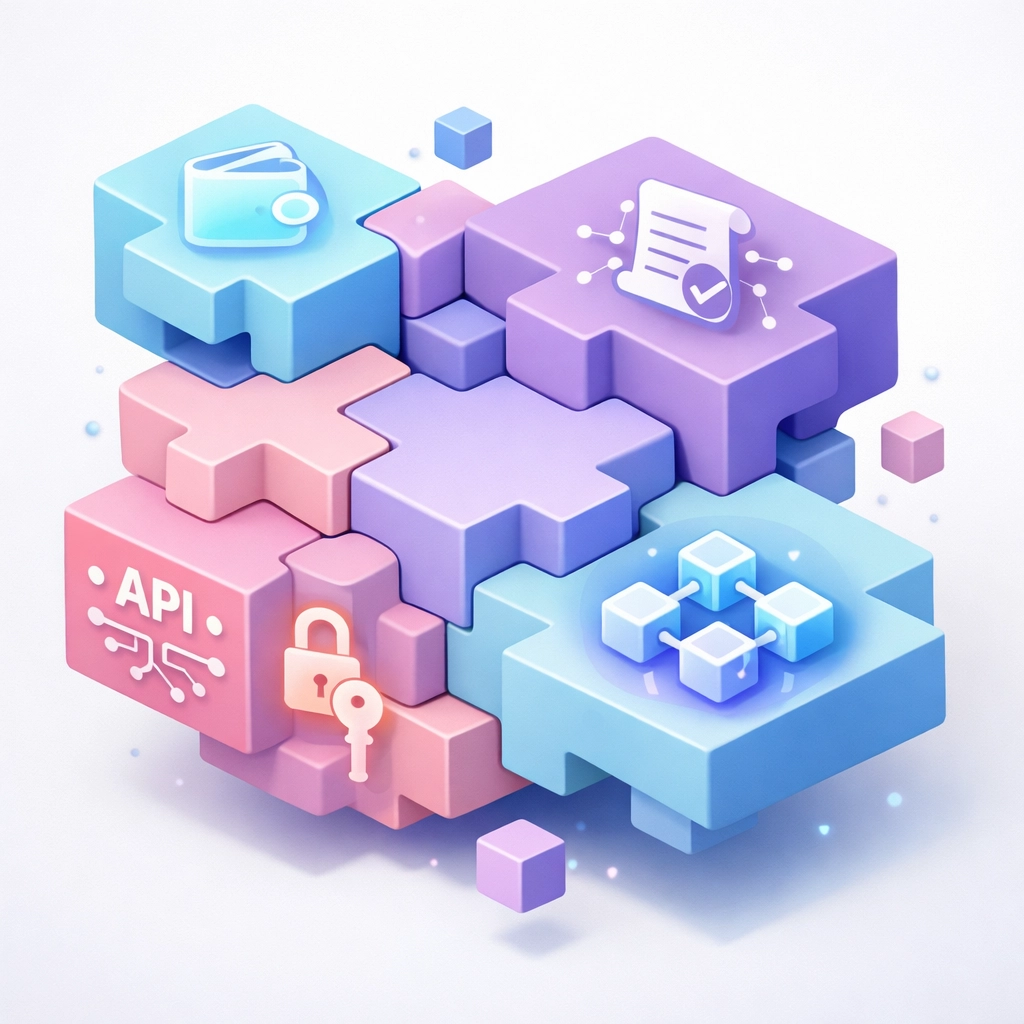 Modular Web3 components connecting seamlessly for multi-chain blockchain integration