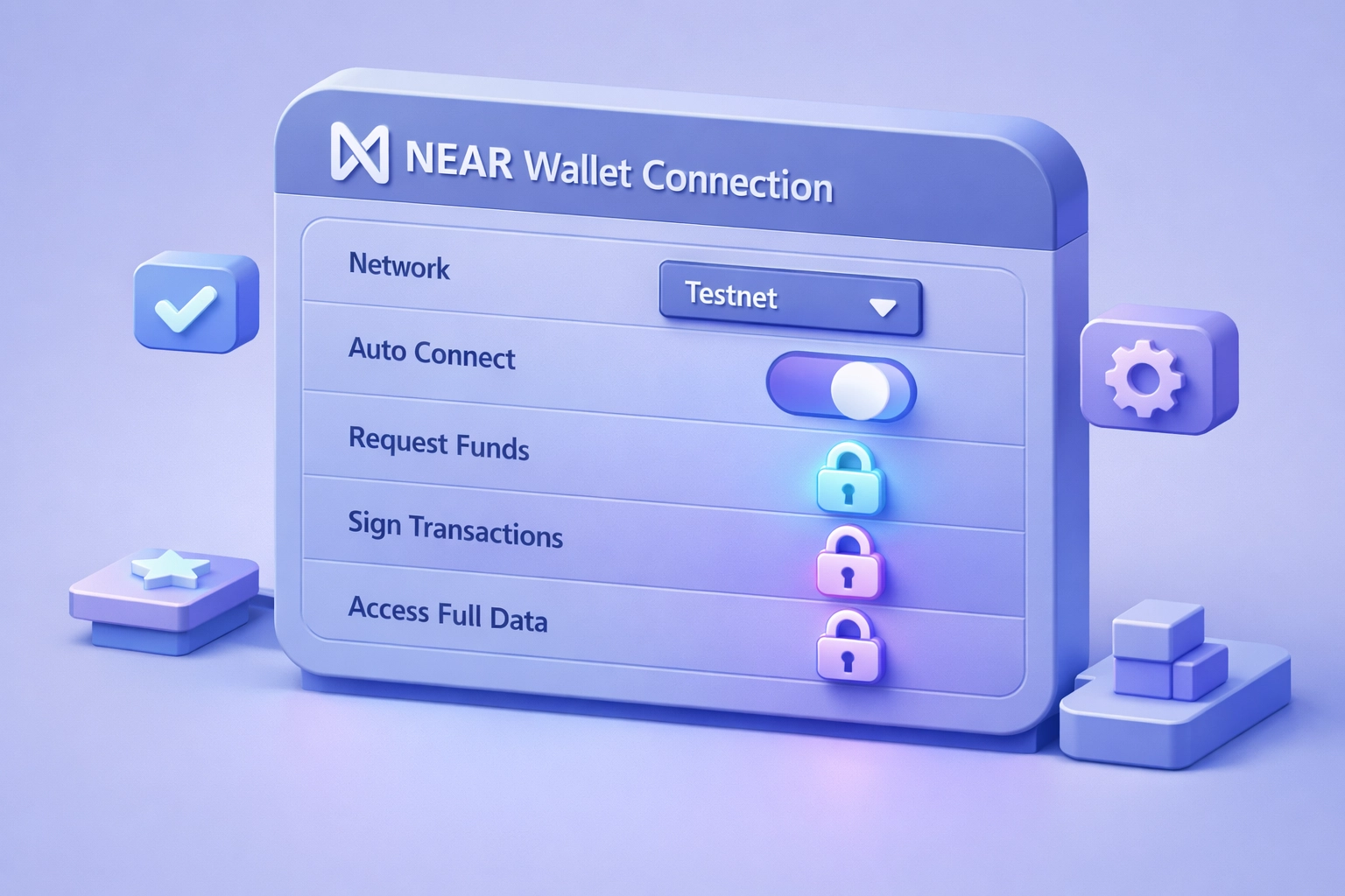 NEAR wallet connection settings dashboard showing testnet and mainnet network options