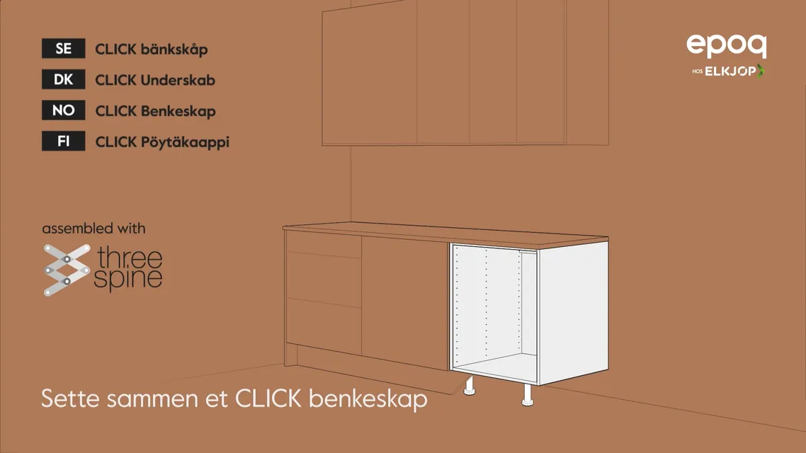 03. Sette sammen et click benkeskap, 60 Cm