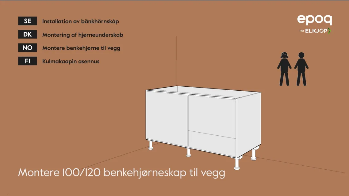 07. Montere benkehjørneskap til vegg