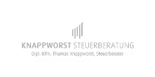 Logo von Knappworst Steuerberatung mit stilisierter Grafik aus fünf Balken unterschiedlicher Höhe und Text darunter.