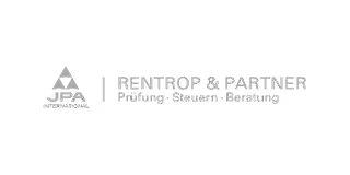 Logo von Rentrop & Partner mit Dreieckssymbol und Text 'Rentrop & Partner Prüfung Steuer Beratung'.