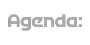 Das Logo mit dem Text 'Agenda' in grauer Schrift auf transparentem Hintergrund.
