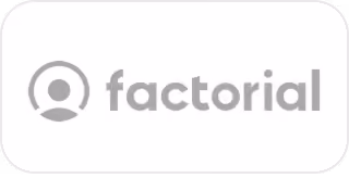 Logo of Factorial with a circular icon featuring a stylized person silhouette to the left of the company name in lowercase gray letters.