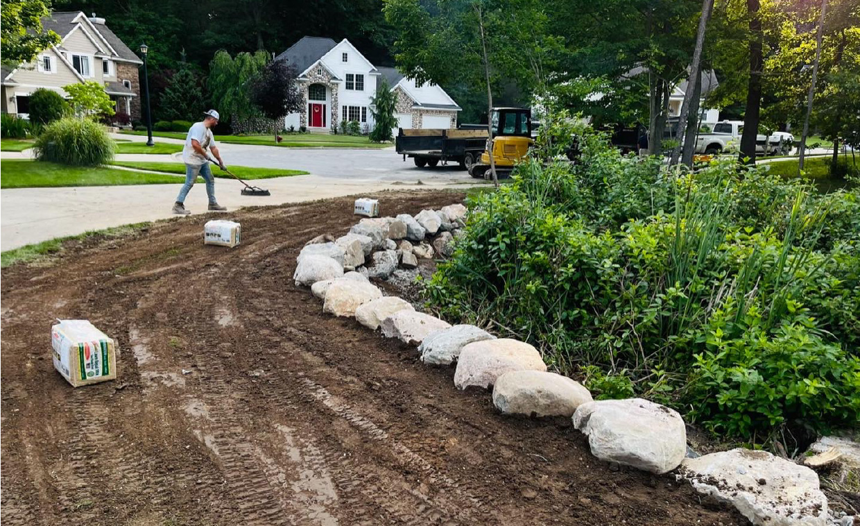 boulder wall installation