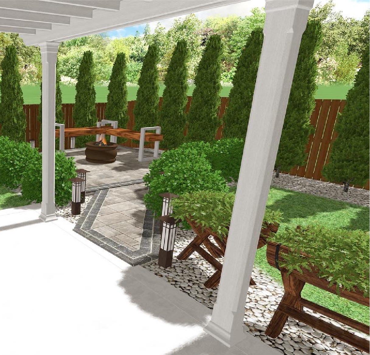 Skyline rendering of a walkway
