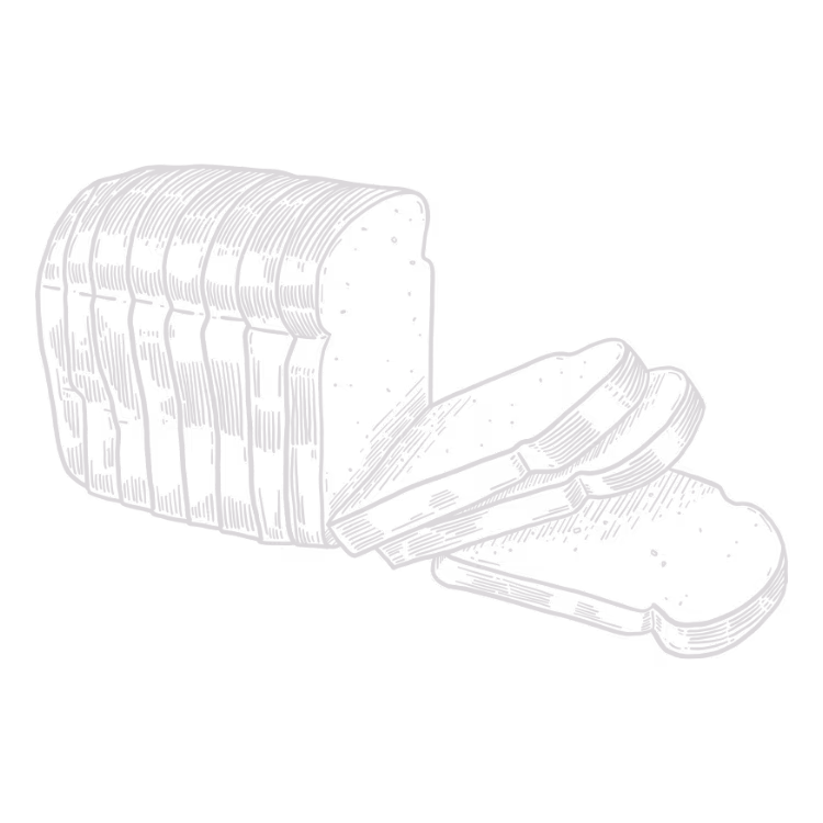 Black and white sketch of a sliced loaf of bread with three visible slices laid out.