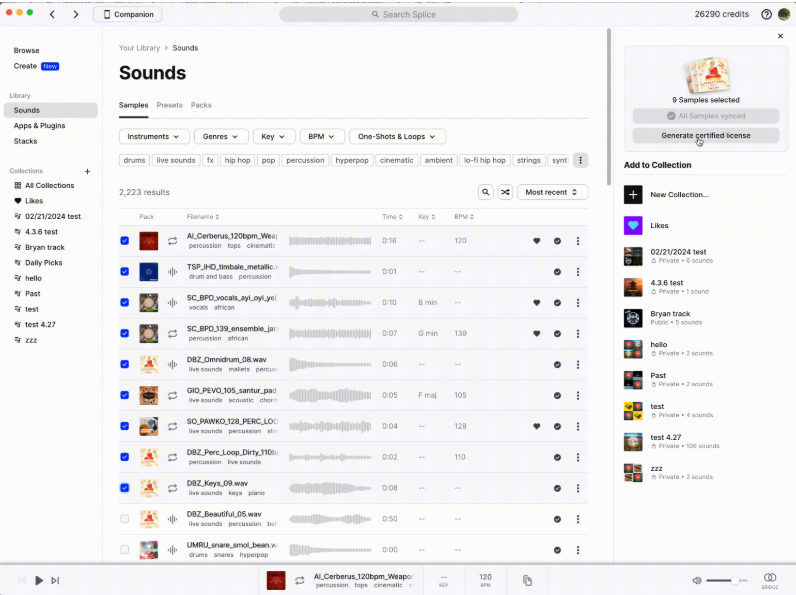 Generate a certified Splice license and make your music production experience even more enjoyable and stress-free.