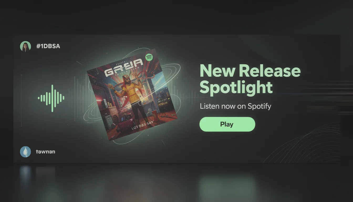 The image features a Spotify marquee campaign showcasing a new music release, aimed at engaging both free and premium listeners. It highlights promotional tools designed to boost audience growth and connect with existing fans while attracting new listeners through targeted marketing strategies.