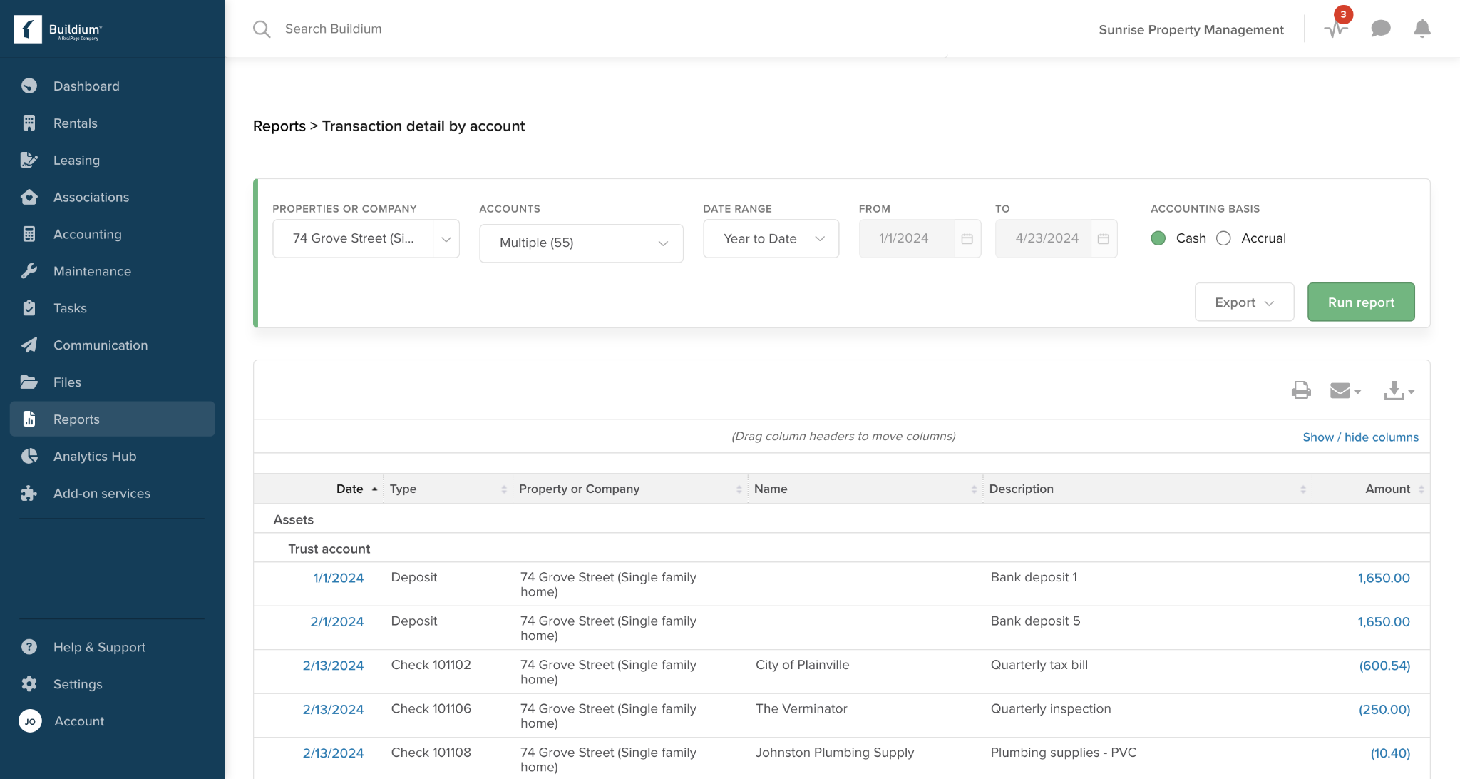 Buildium dashboard