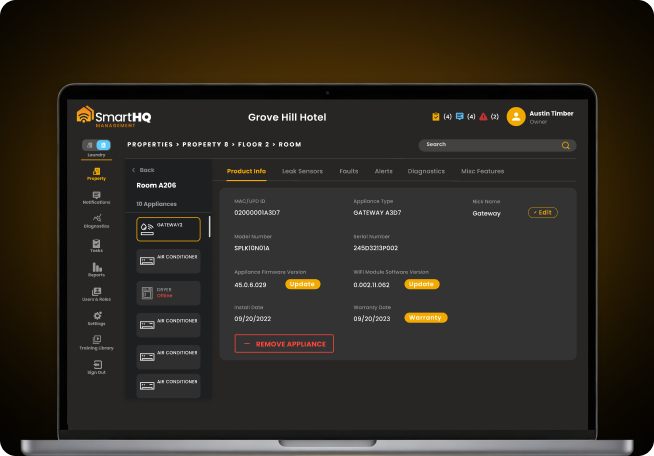 SmartHQ Pro dashboard shown on a laptop