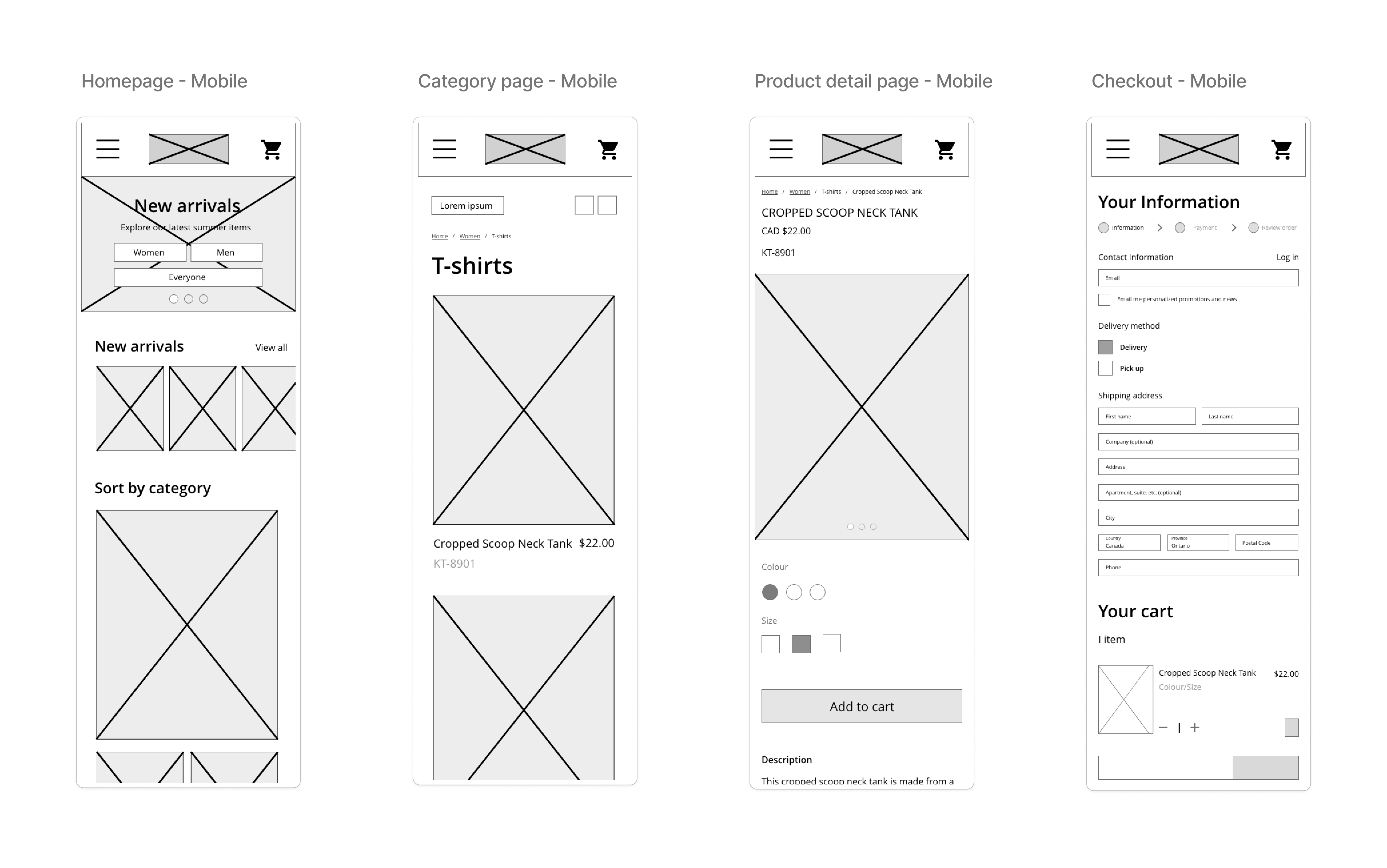 mobile wireframes