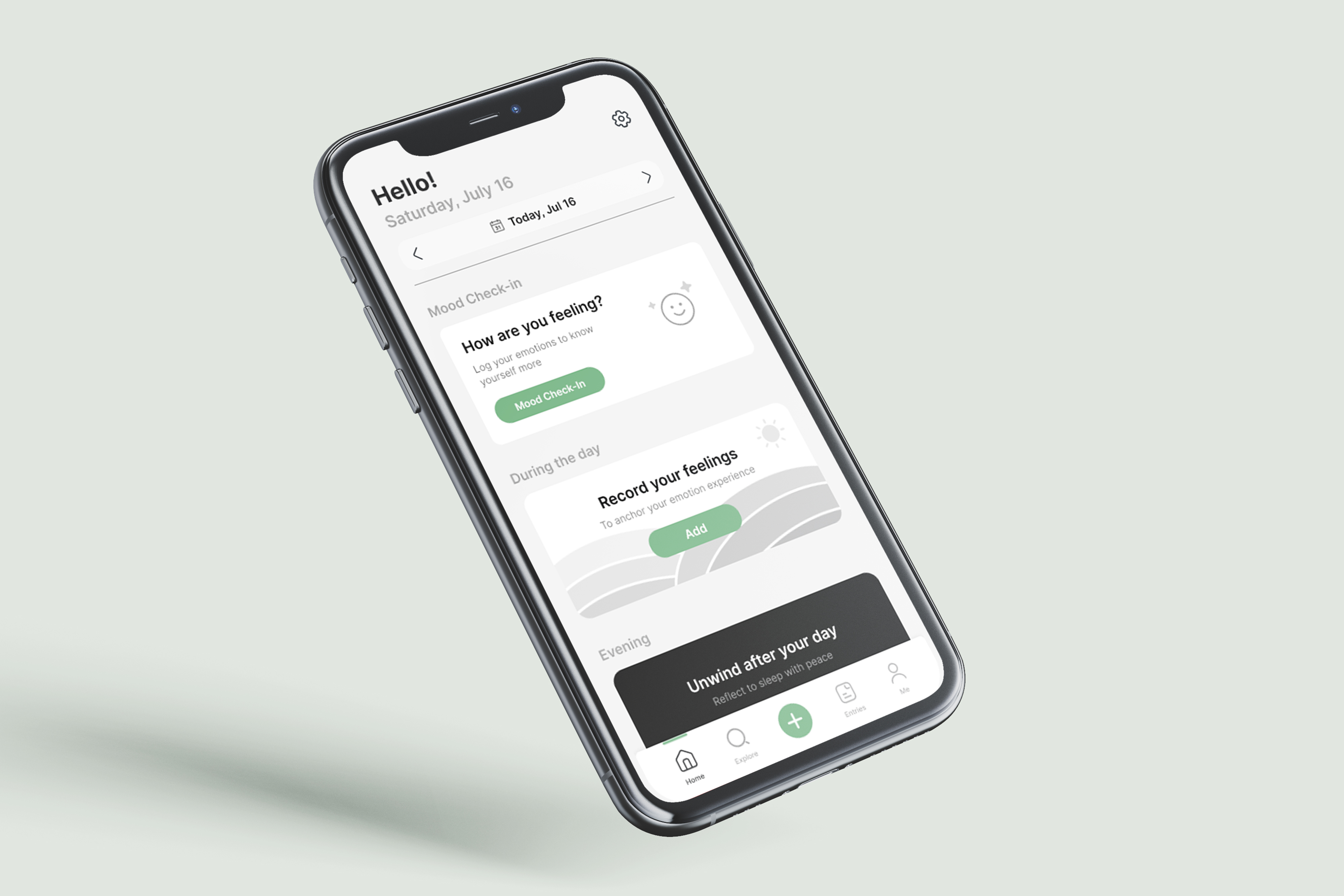 phone with mental health app opened