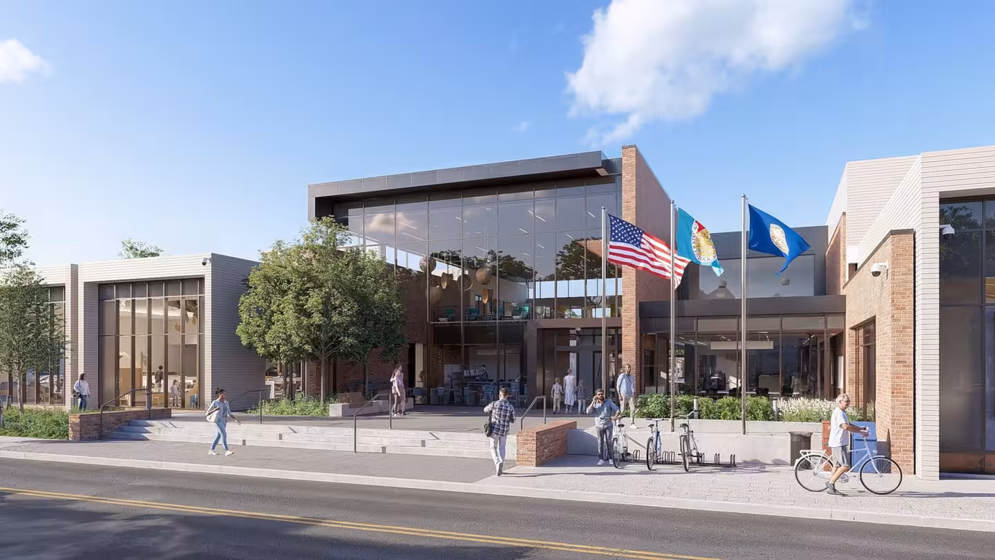 Exterior rendering of a library