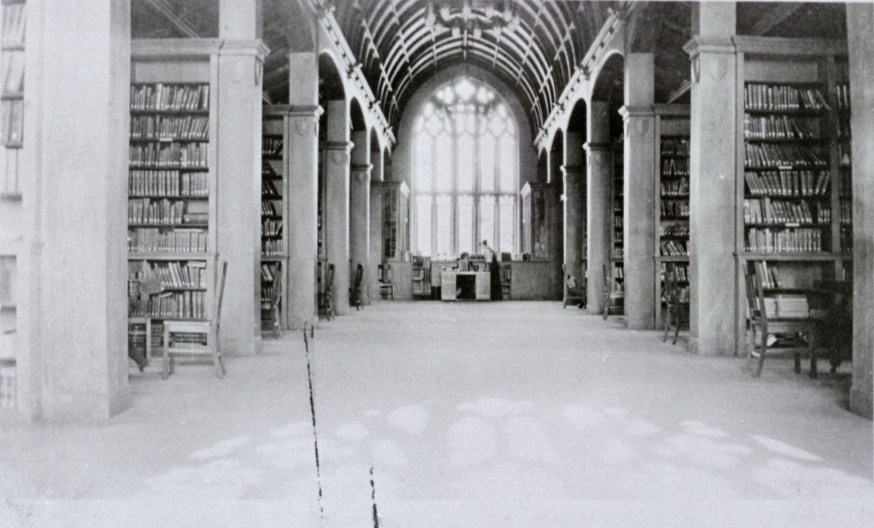 A historic photo of a library.