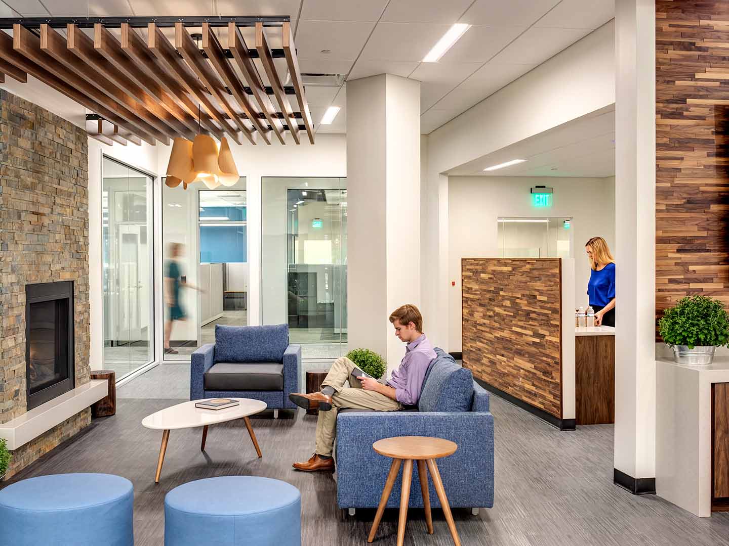 A photo of an office lobby.