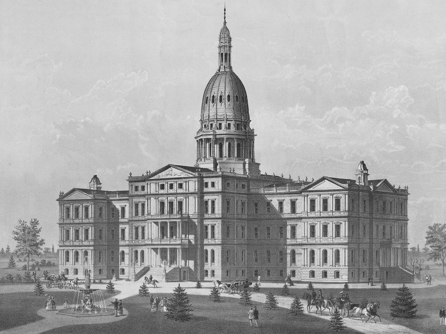 A historic photo of Michigan State Capitol.