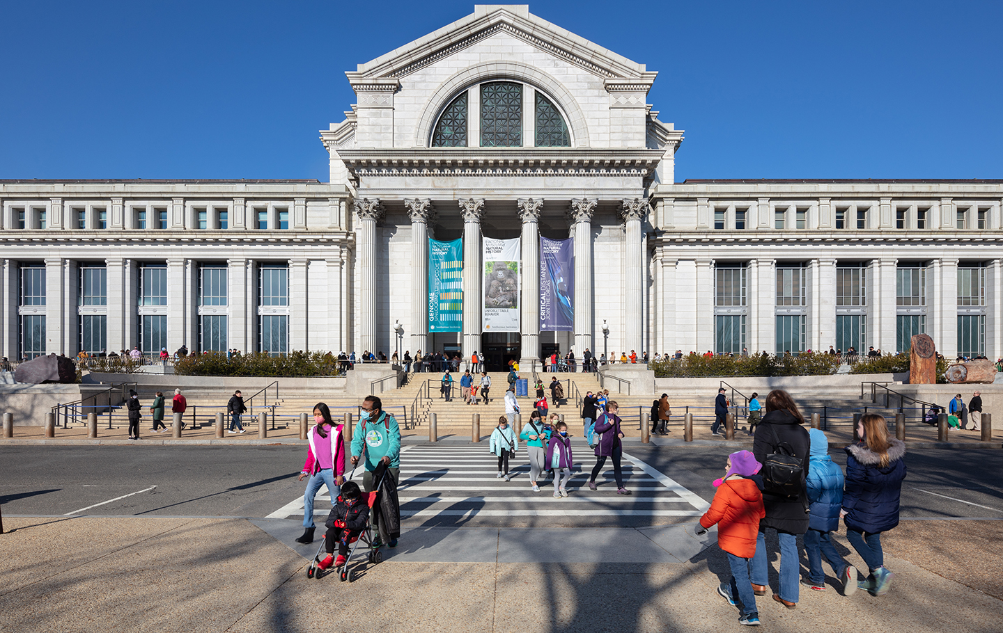 A photo of visitors outside a Washington, DC museum.