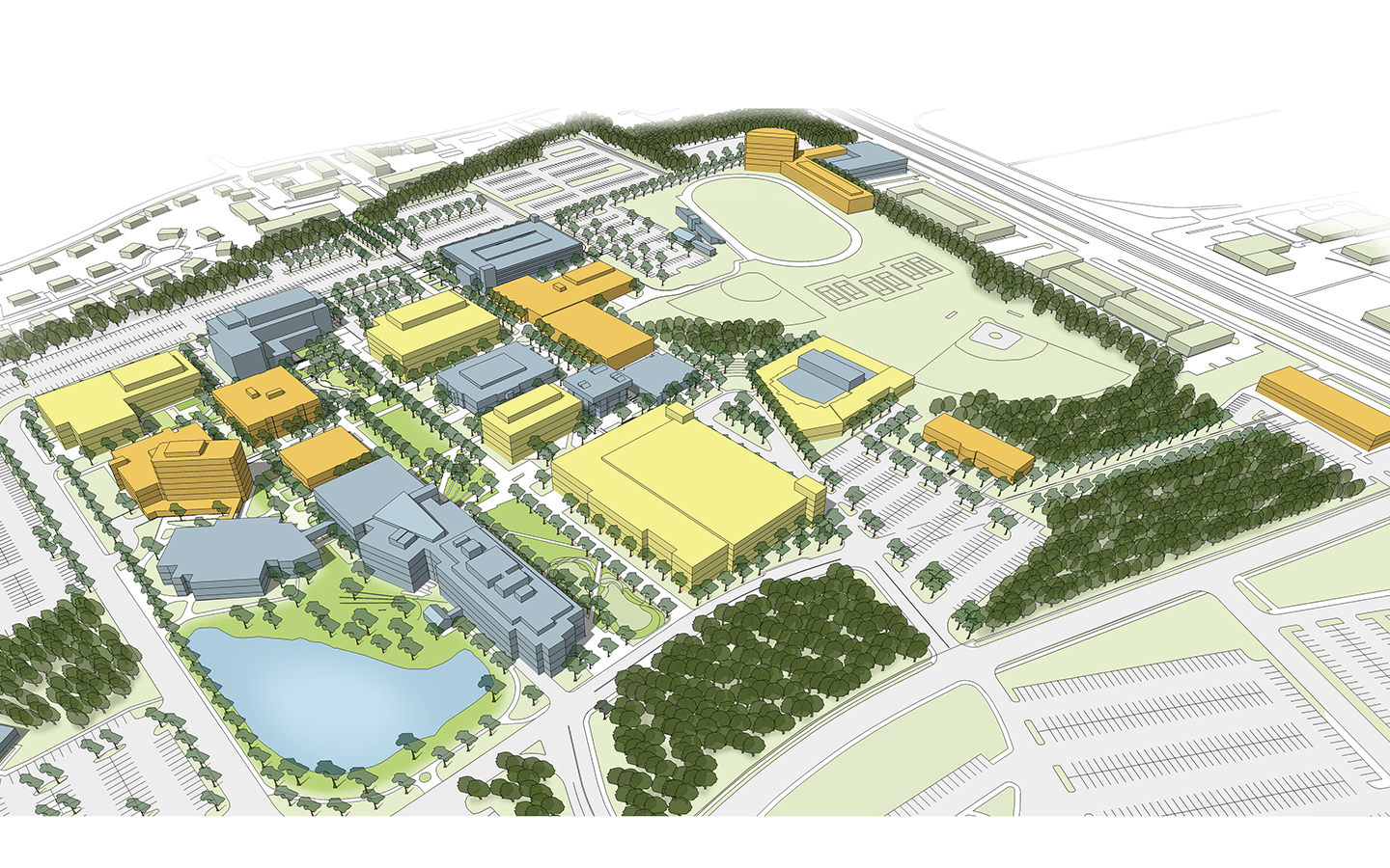 A computer graphic of the Montgomery College site.