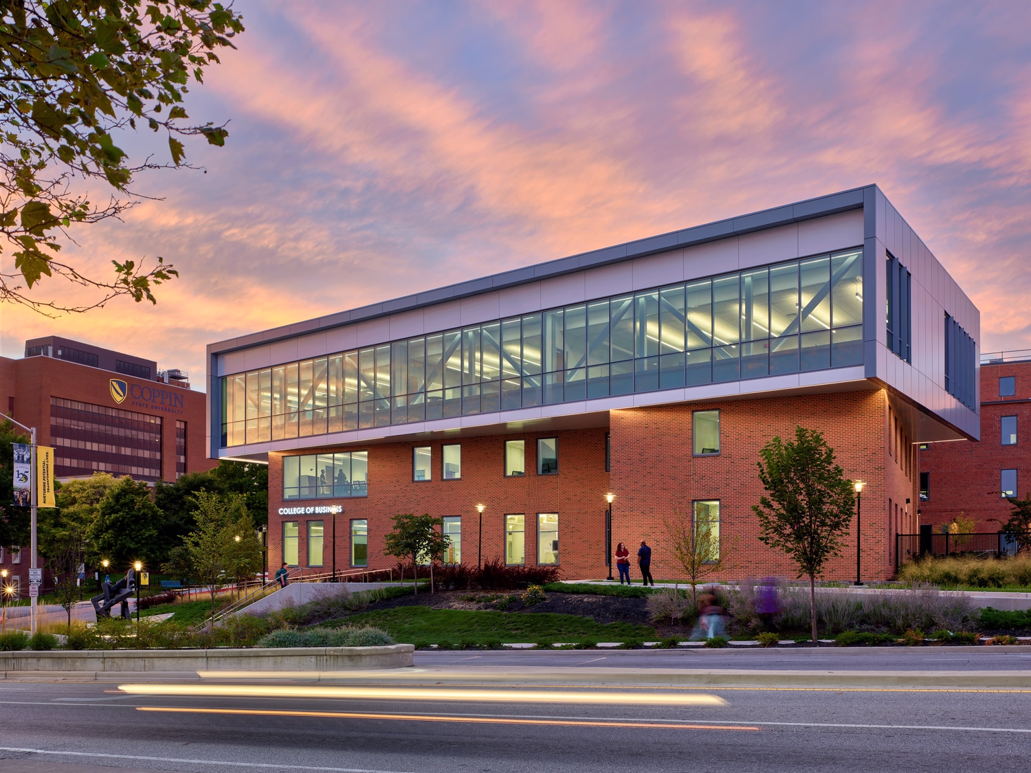 Exterior shot of the College of Business at Coppin State University.