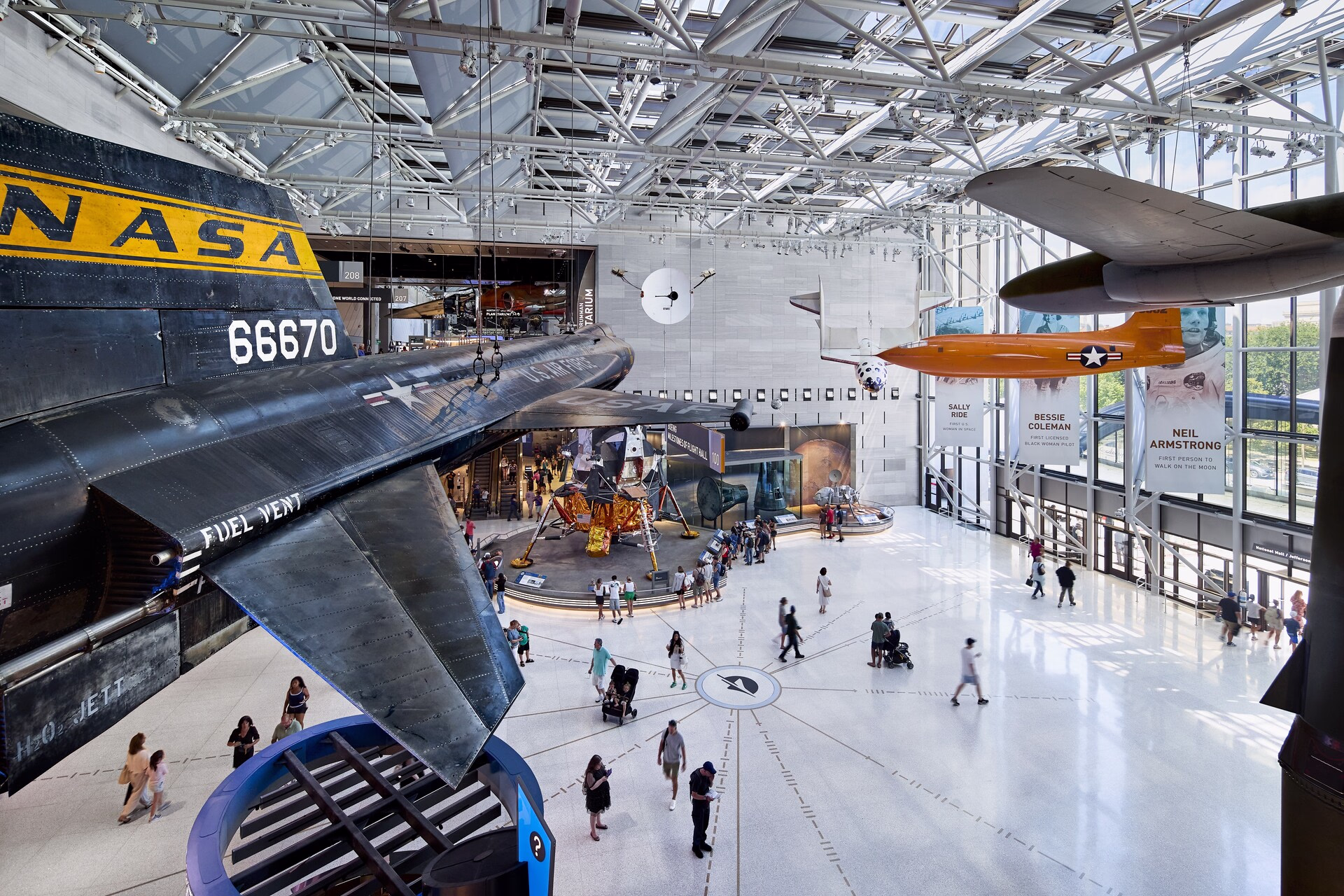 The interior of the modernized National Air and Space Museum.