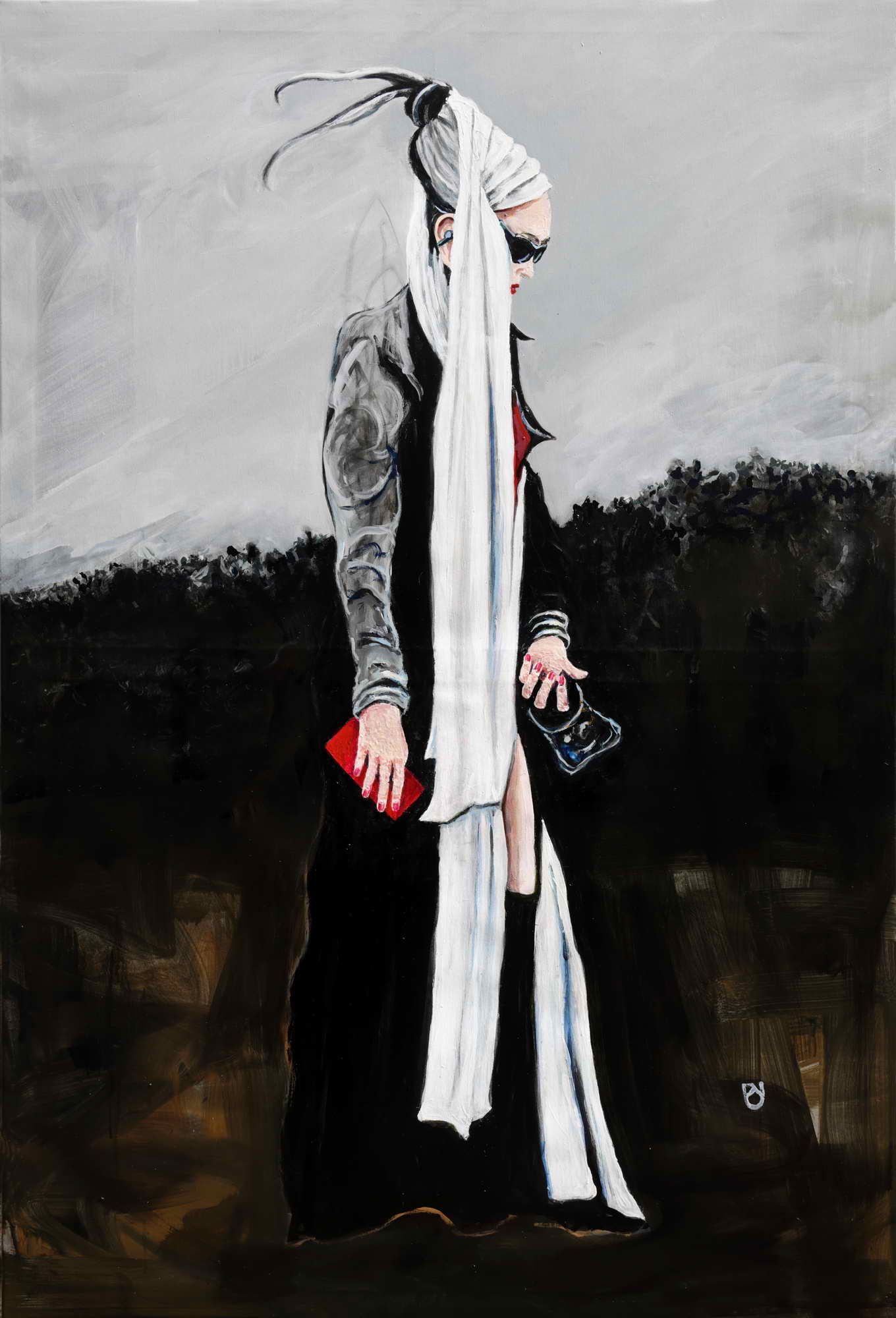 Frau in Grau