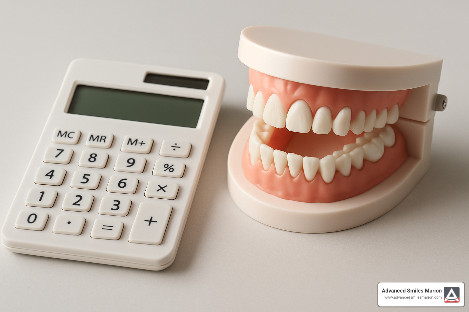 calculator next to dental model - wisdom teeth removal cost with insurance