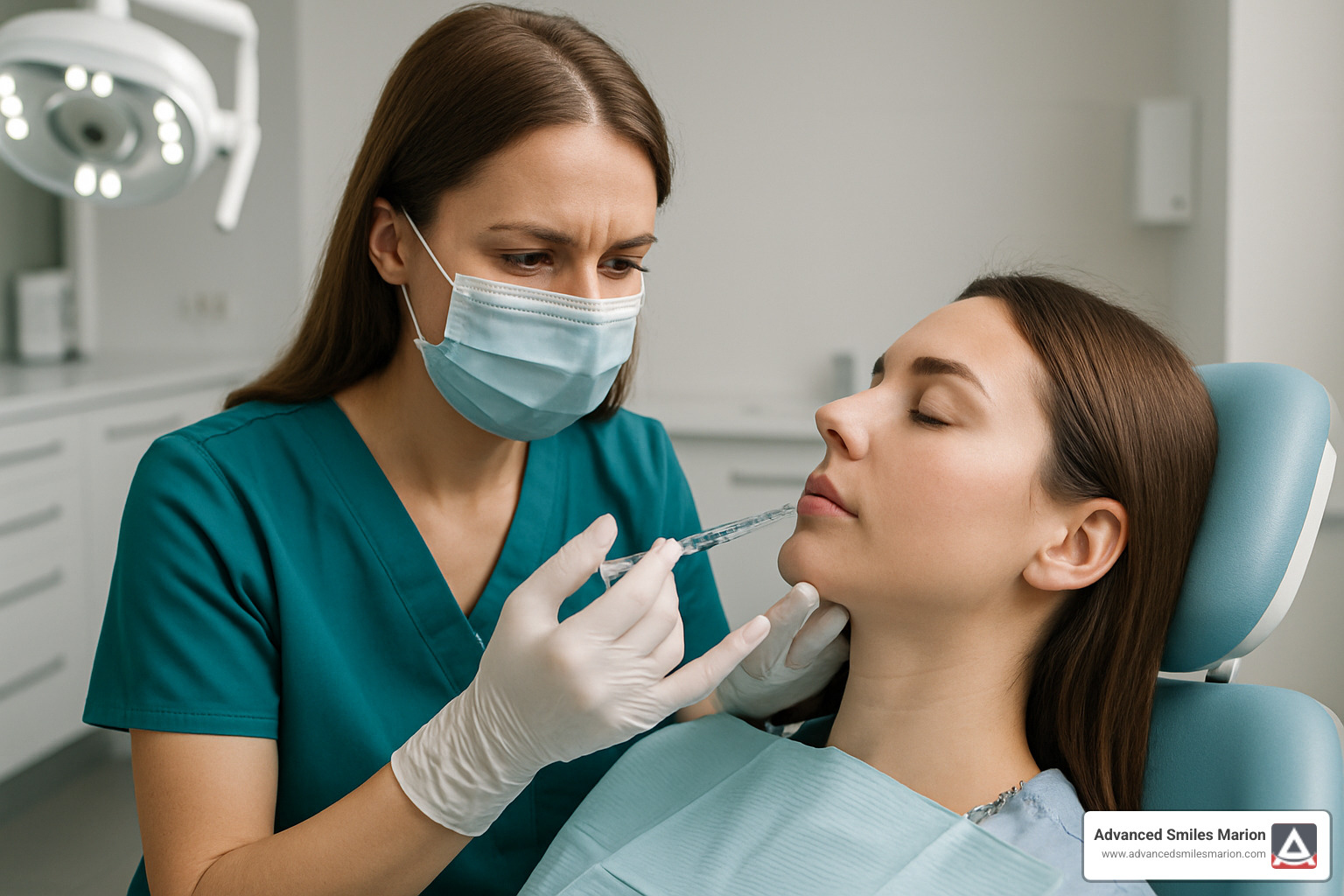 patient receiving jawline Botox injections from a dental professional - botox for jawline slimming