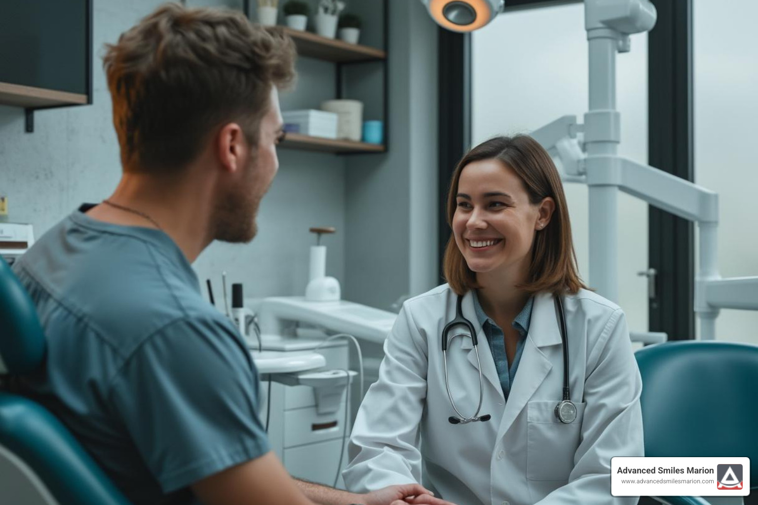 A friendly dentist consulting with a patient - best treatment for toothache