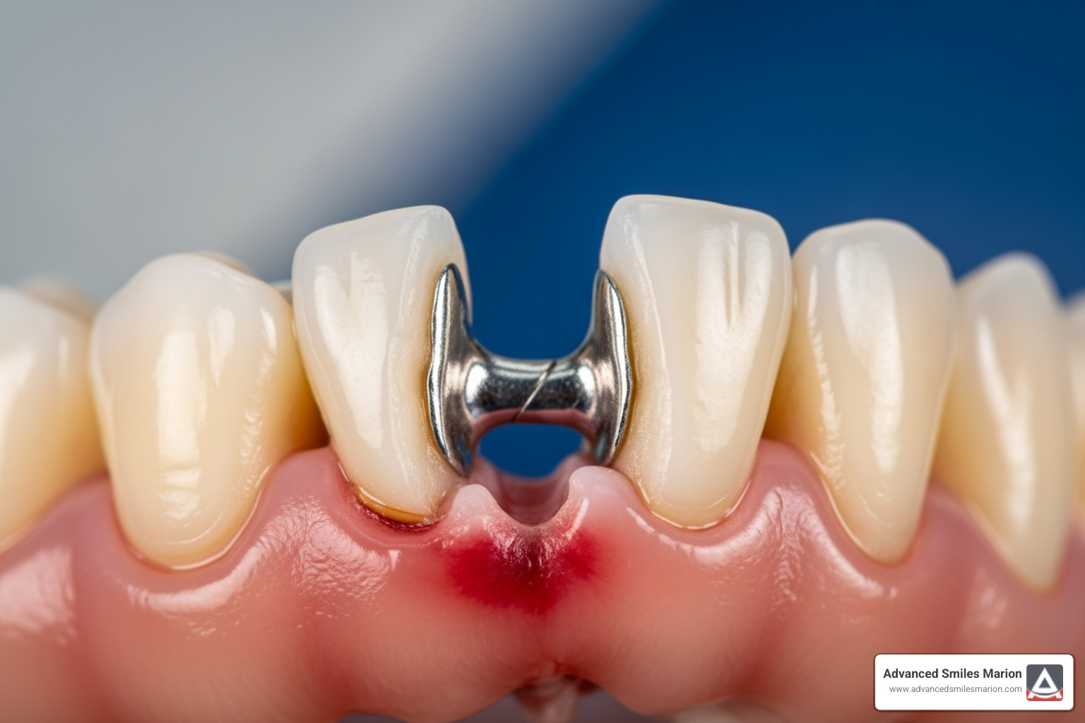 Various dental hygiene tools like floss threaders and interdental brushes - broken bridge teeth